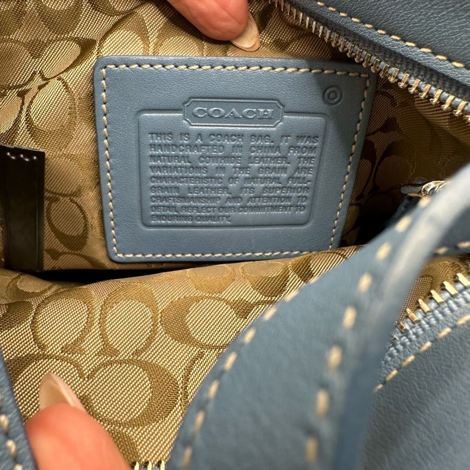 Vintage Y2K 90s Coach mini shoulder bag baby blue leather with charm