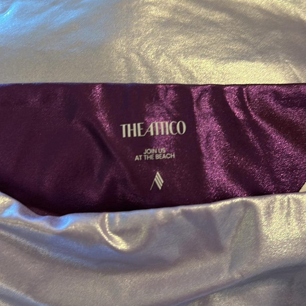 The ATTICO Metallic lavender purple swimsuit cover up low rise, mini skirt, M