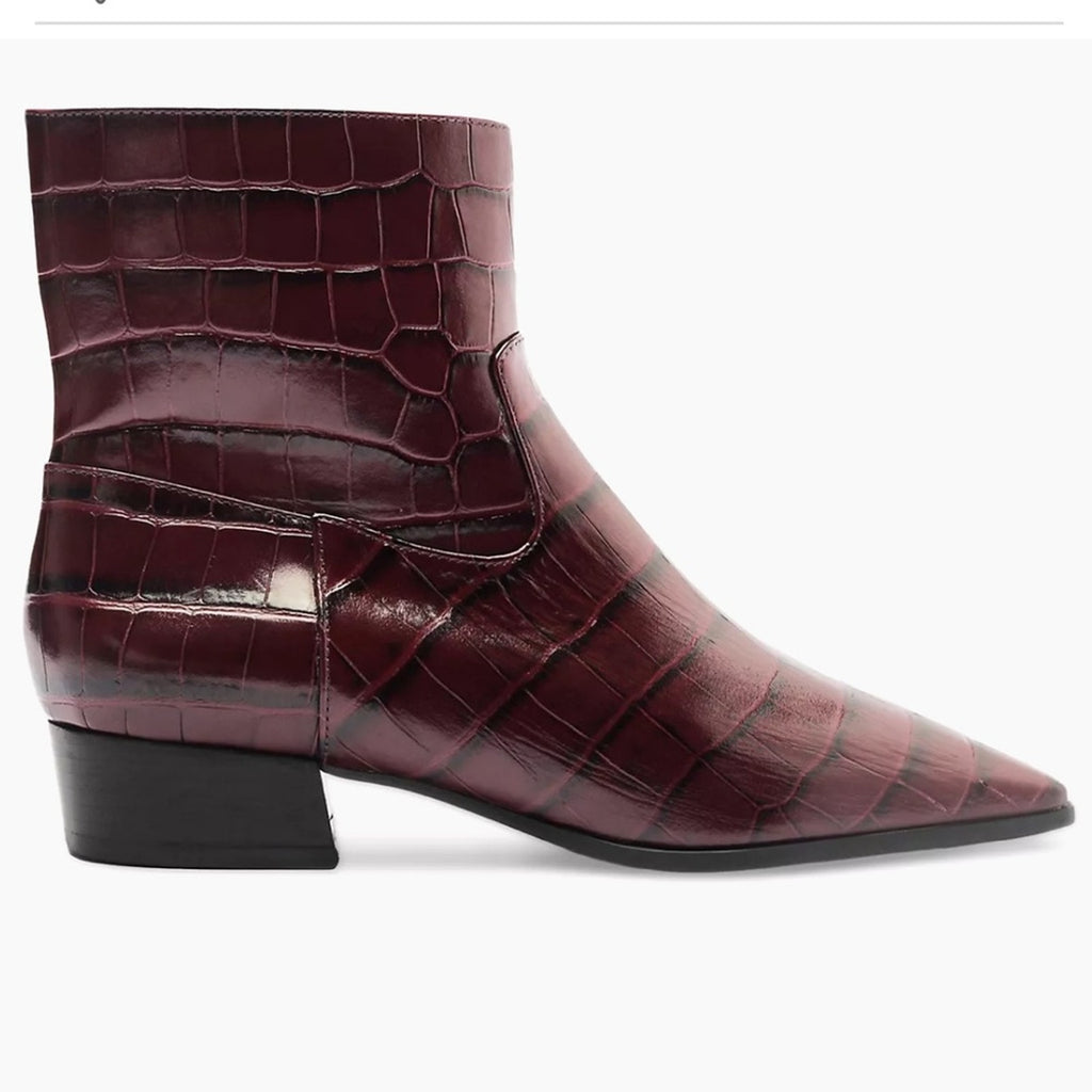 SCHUTZ Helena Crocodile Burgundy boots 8.5
