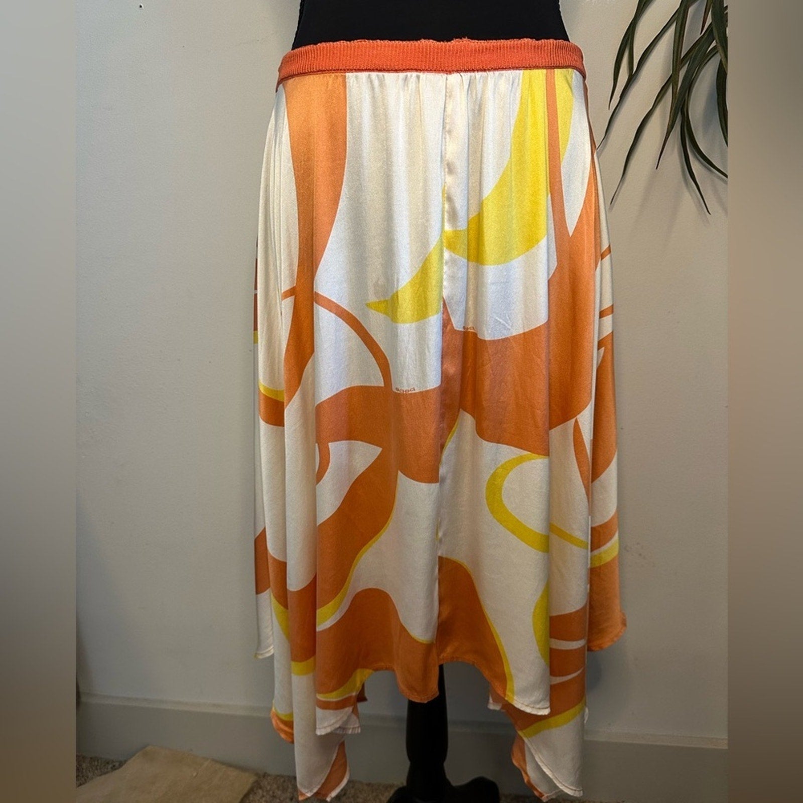 Vintage Bebe Silk asymmetrical drop waste midi skirt Y2K 2000s