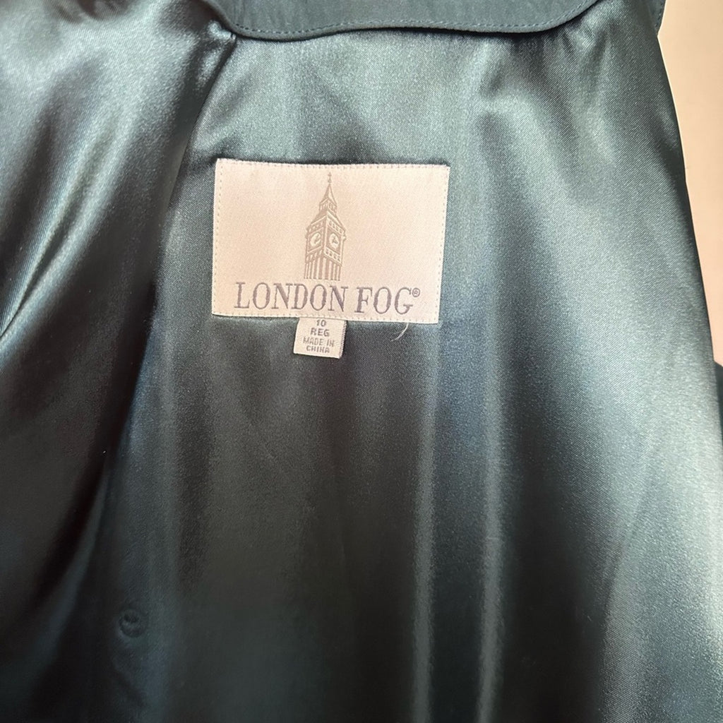 London fog, green suede, maxi, trenchcoat double breasted with belt 10