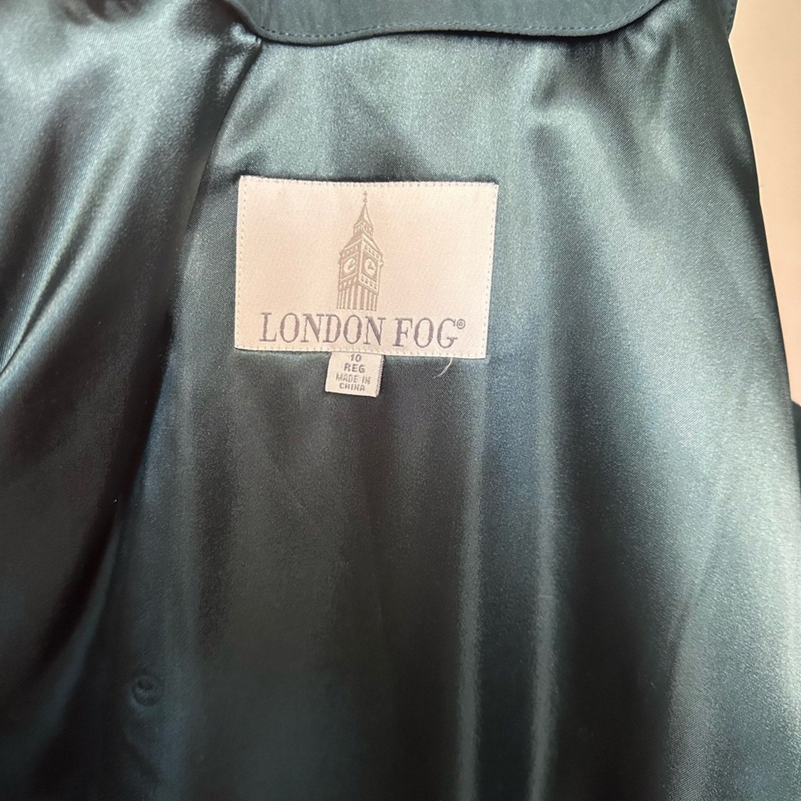 London fog, green suede, maxi, trenchcoat double breasted with belt 10