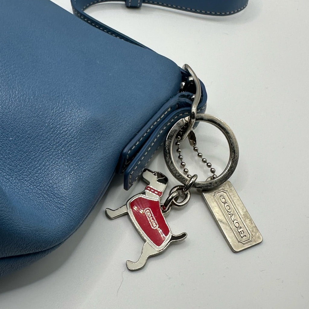 Vintage Y2K 90s Coach mini shoulder bag baby blue leather with charm