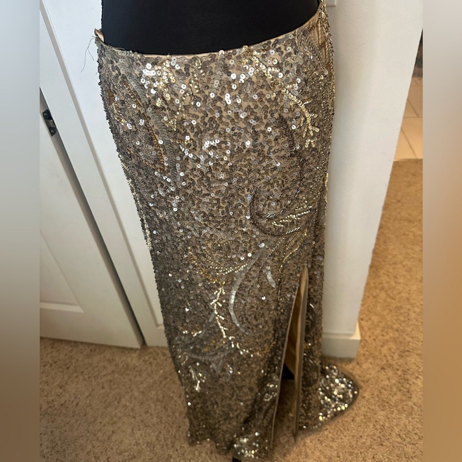 Vintage Scala sequin beaded maxi skirt evening dress size 2