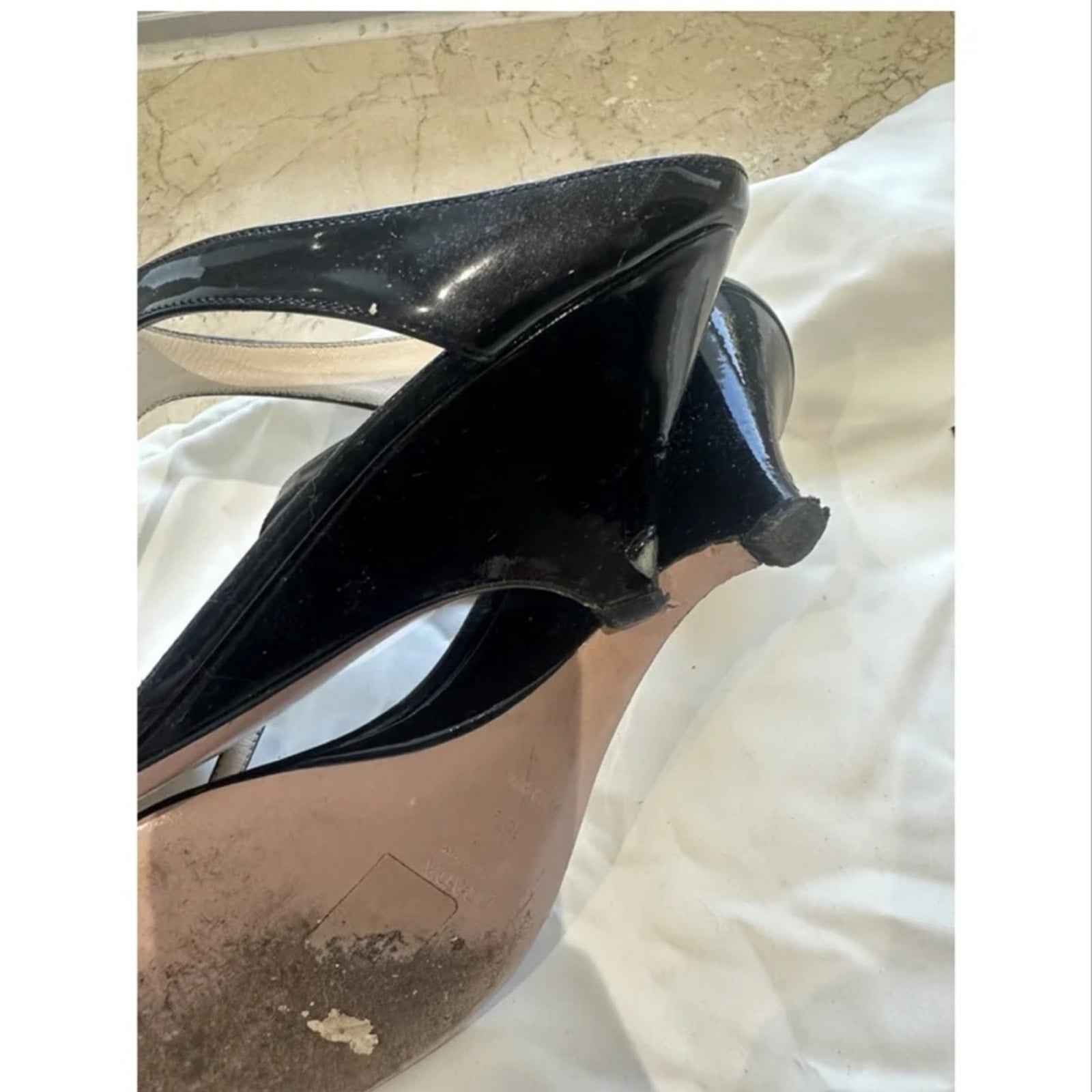 Prada black patent leather thong sandals Elegant Black Women's Heels 38.5