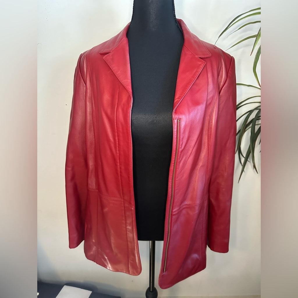 Preston & York red Leather 90s jacket lambskin Medium