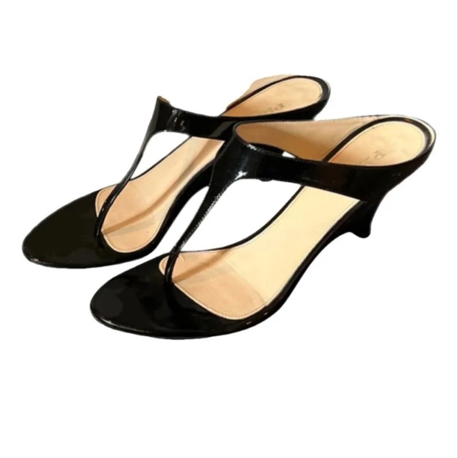 Prada black patent leather thong sandals Elegant Black Women's Heels 38.5