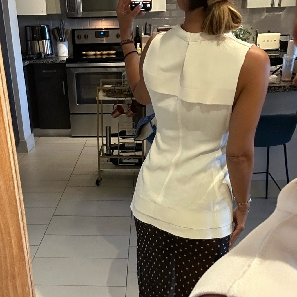 White Crepe Proenza Schoeler wrap top size 6