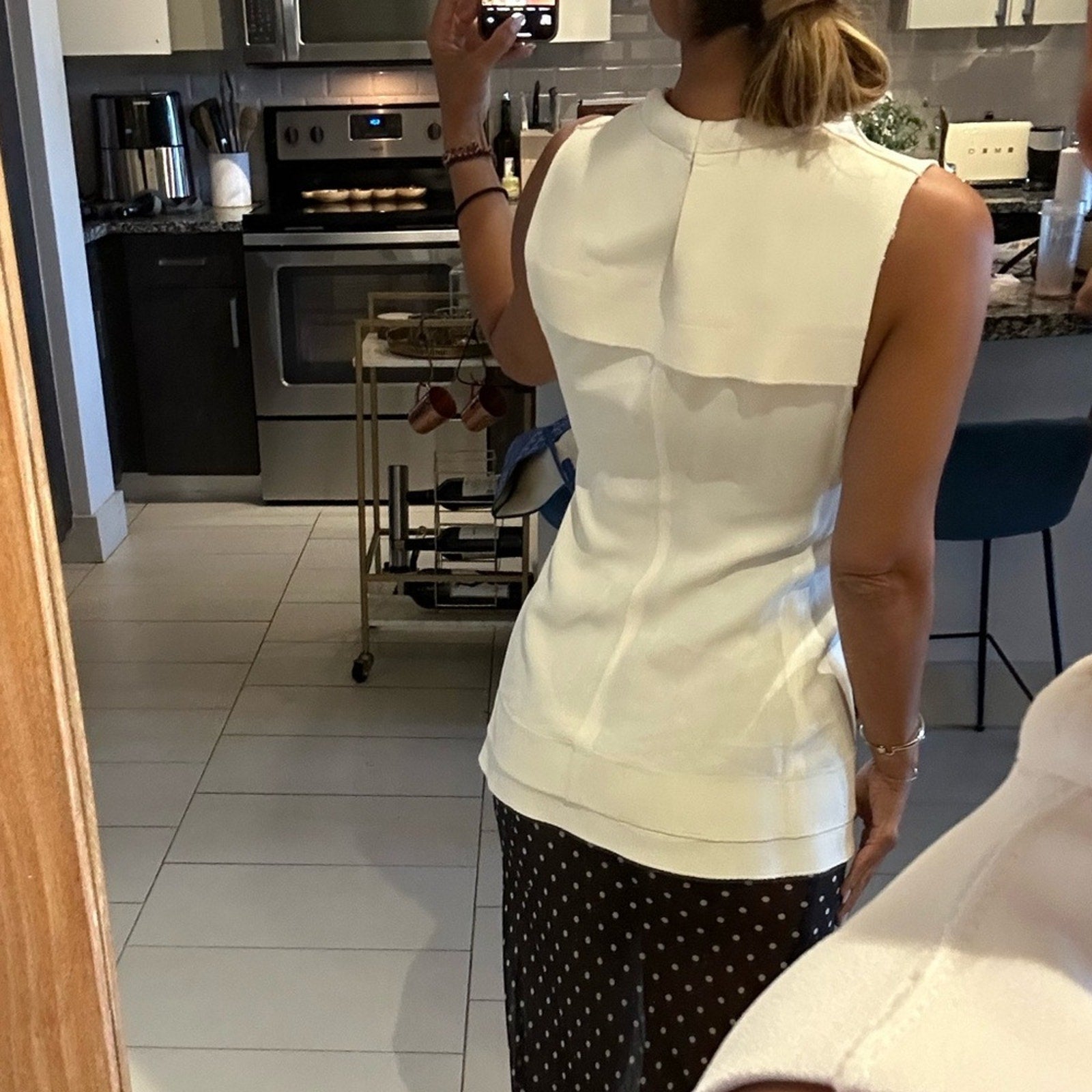 White Crepe Proenza Schoeler wrap top size 6