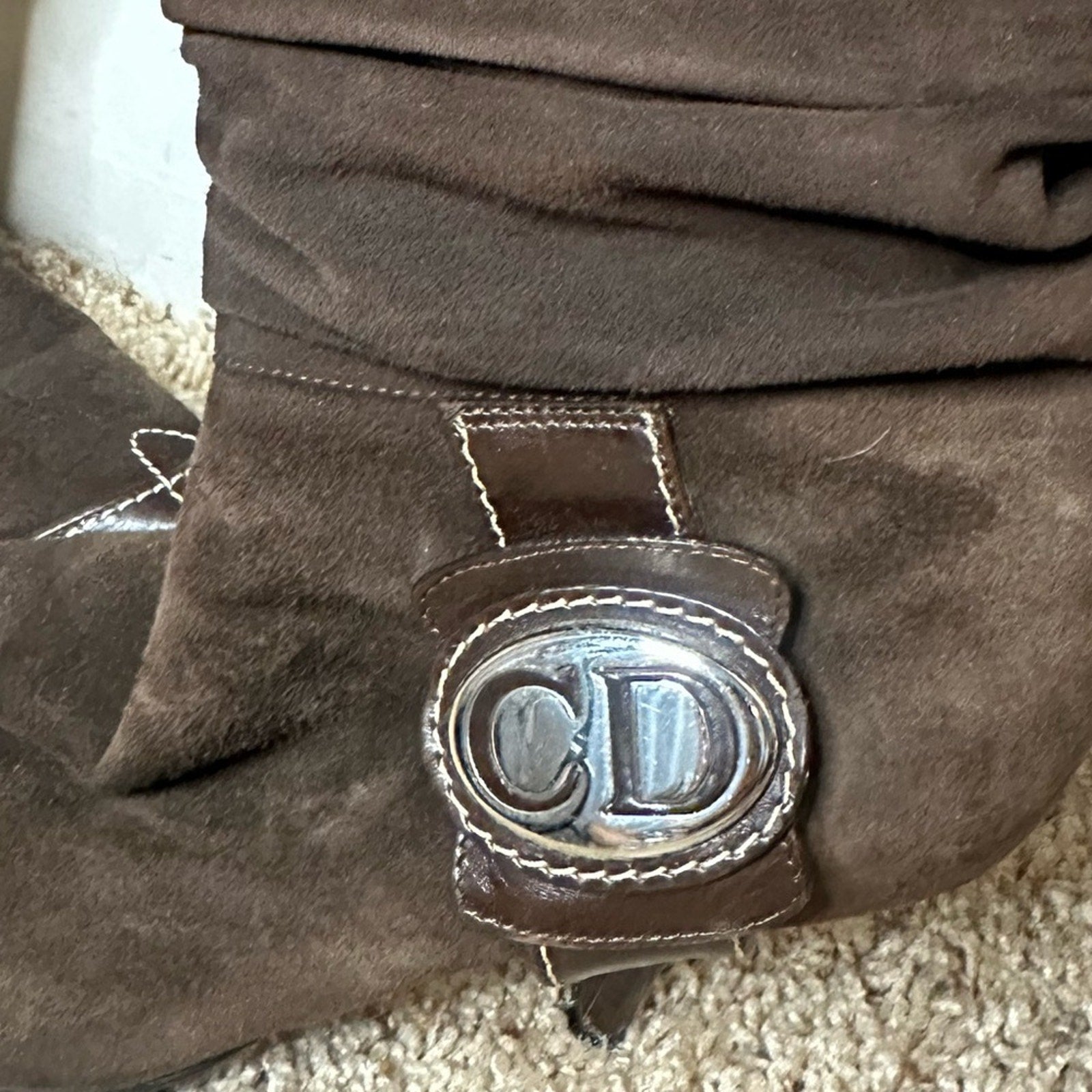 Vintage Christian Brown suede Dior boots 36.5 knee high western style boot