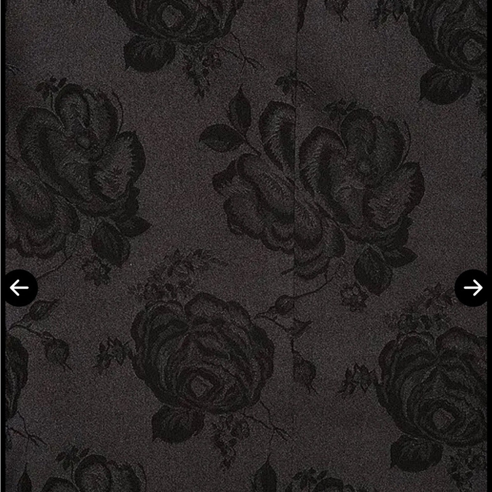 Ronny Kobo black floral Nola evening dress w/ plunging neckline & choker collar