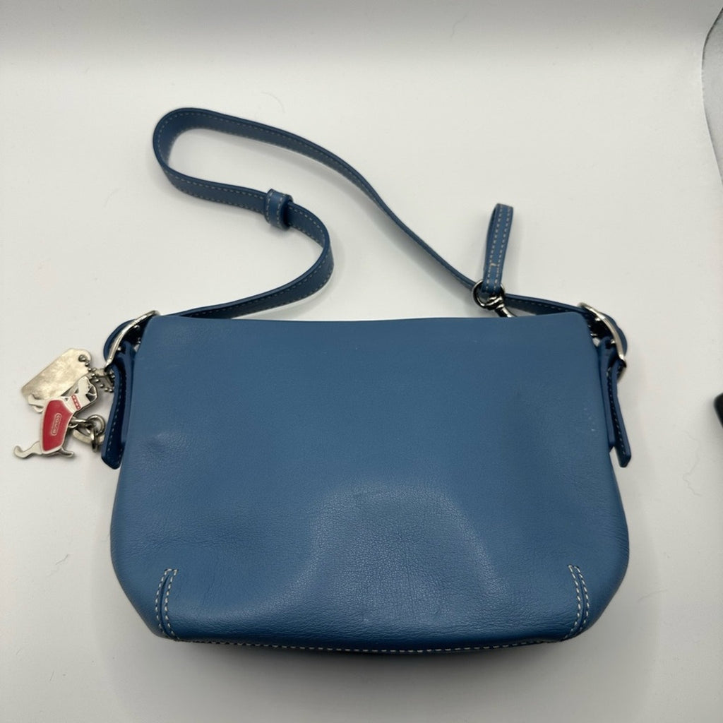 Vintage Y2K 90s Coach mini shoulder bag baby blue leather with charm