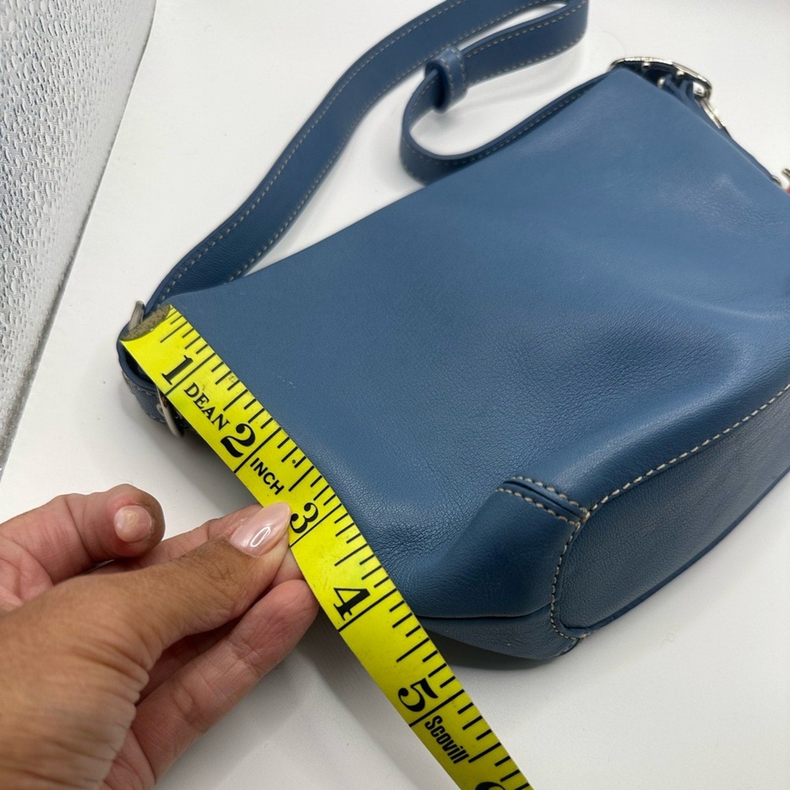 Vintage Y2K 90s Coach mini shoulder bag baby blue leather with charm